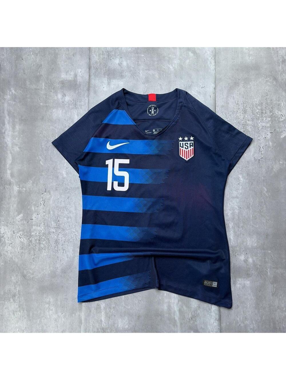 Y2K Navy Nike USA 2018 National Team Megan Rapinoe #15 Away Soccer Jersey